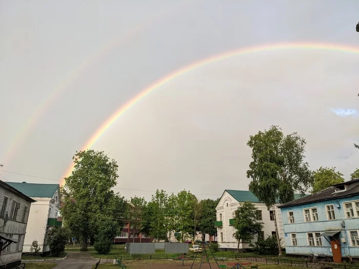 Double Rainbow - My, Double Rainbow, Rainbow, Mobile photography, The photo