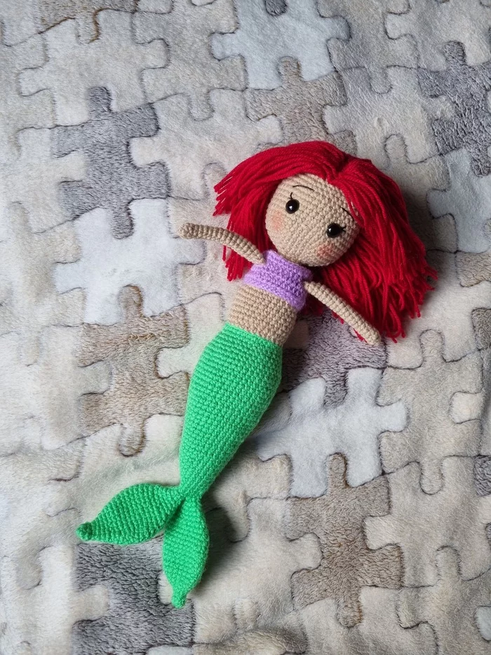 Mermaid - My, Amigurumi, Crochet, Knitted toys, Needlework without process, the little Mermaid, Doll, Longpost