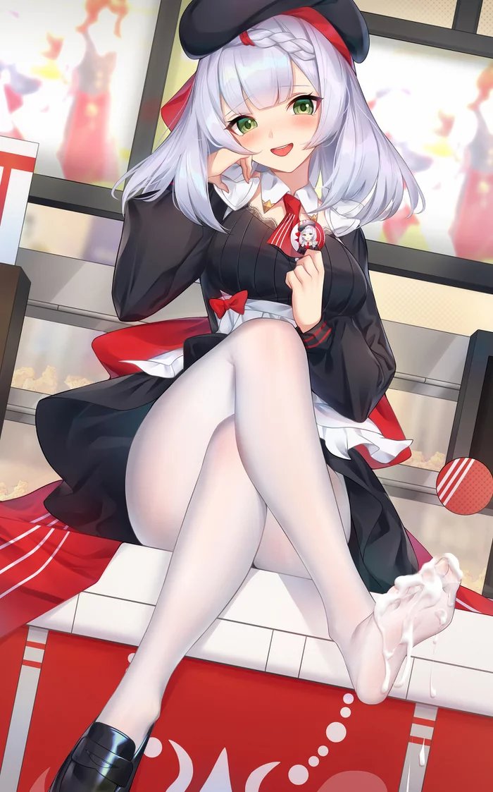 Continuation of the post White tights suit her - NSFW, Anime, Anime art, Genshin impact, Noelle, Foot fetish, Tights, Legs, Longpost, Reply to post