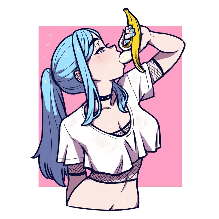 Банан - Anime Art, Аниме, Original Character, Akairiot, Арт, Банан, Чокер, Девушки