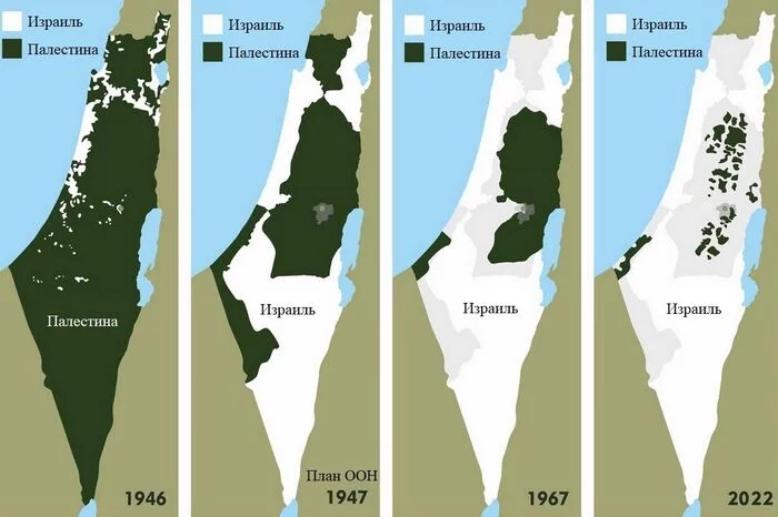 How did the territories of Israel and Palestine change over time? - My, Interesting, Cards, Informative, Facts, Europe, Israel, Story