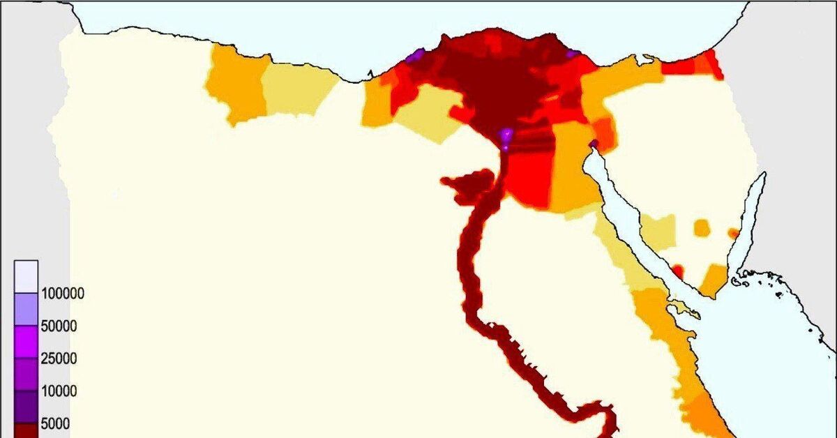 Карта плотности населения египта
