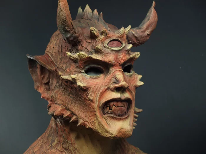 Demon mask. - My, Kai Yara, Sculpture, Needlework without process, Figurines, Mask, Latex, Demon, Longpost