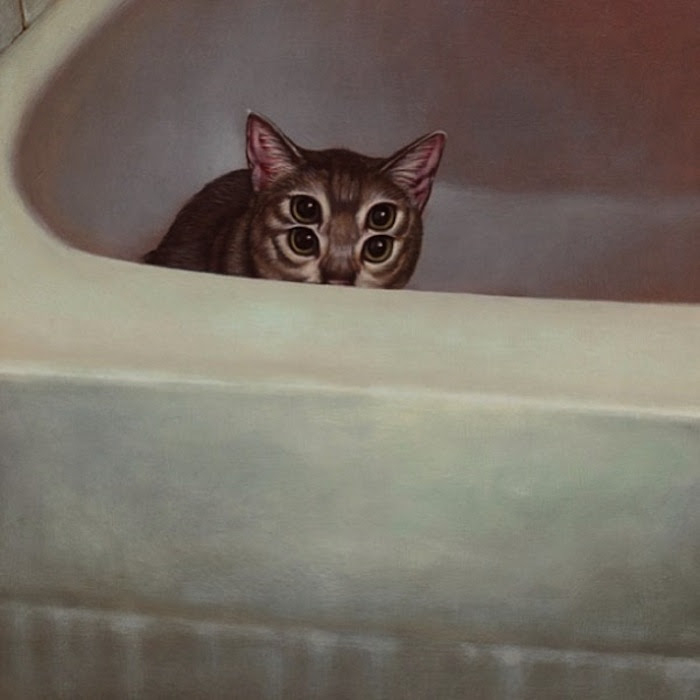 A Truly Hypnotic Look: Casey Weldon's Four-Eyed Cats - Modern Art, Postmodernism, cat, Kittens, Painting, Chthon, Kulturologia ru, Article, Longpost