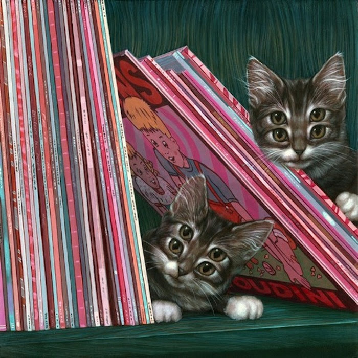 A Truly Hypnotic Look: Casey Weldon's Four-Eyed Cats - Modern Art, Postmodernism, cat, Kittens, Painting, Chthon, Kulturologia ru, Article, Longpost