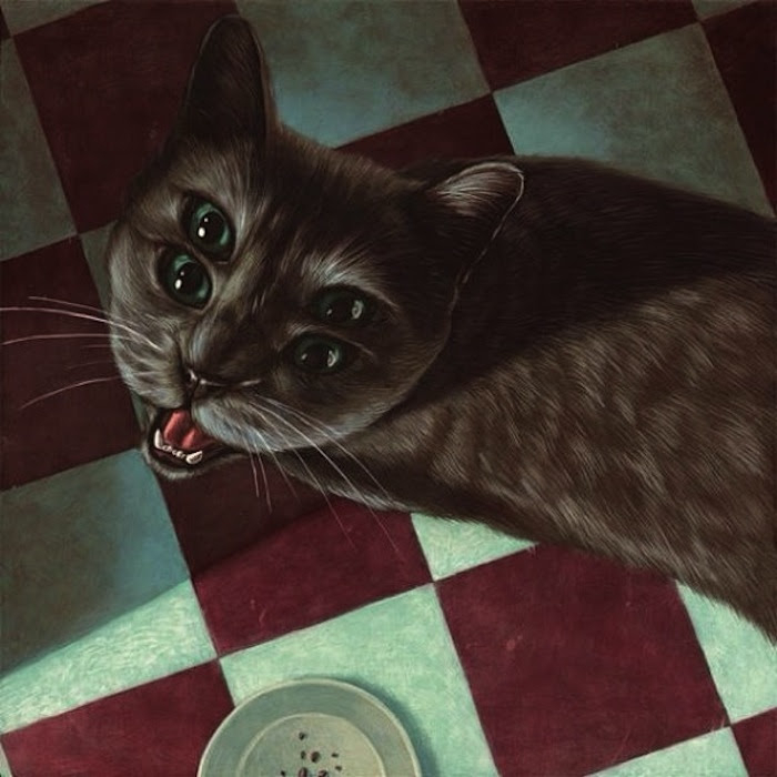 A Truly Hypnotic Look: Casey Weldon's Four-Eyed Cats - Modern Art, Postmodernism, cat, Kittens, Painting, Chthon, Kulturologia ru, Article, Longpost