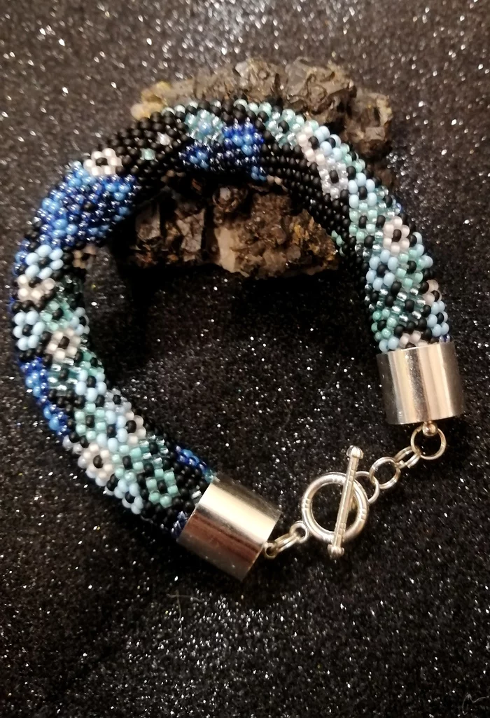 Bracelet Night Sakura - Needlework without process, Beaded harnesses, A bracelet, Czech beads, Japanese beads, Beads, Crochet, Longpost