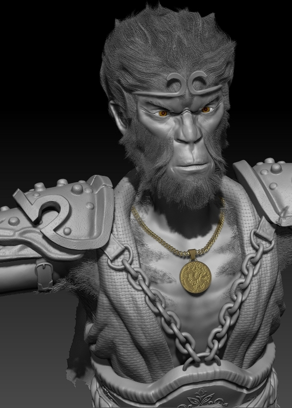 monkey king - My, 3D, 3D modeling, Zbrush, Sculpting, Monkey, Tsar, King of beasts, Art, Game art, Computer graphics, Longpost
