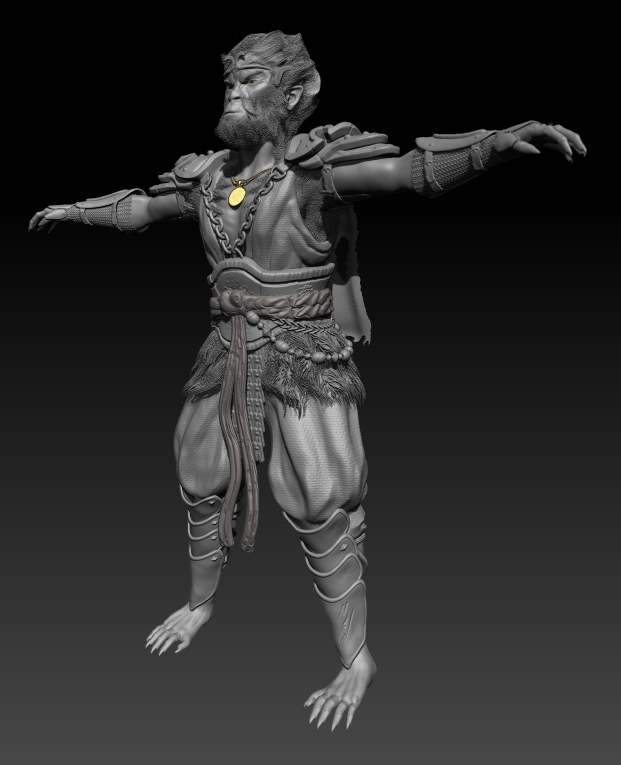 monkey king - My, 3D, 3D modeling, Zbrush, Sculpting, Monkey, Tsar, King of beasts, Art, Game art, Computer graphics, Longpost