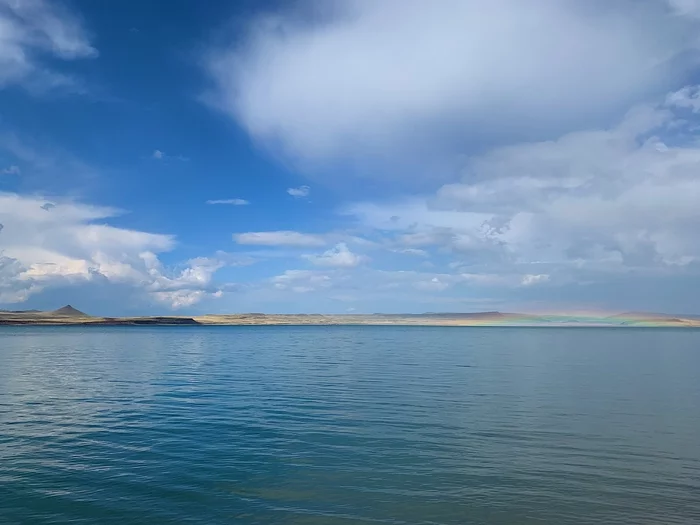 horizontal rainbow - My, Rainbow, Lake, beauty of nature, Siberia, Sky, Clouds