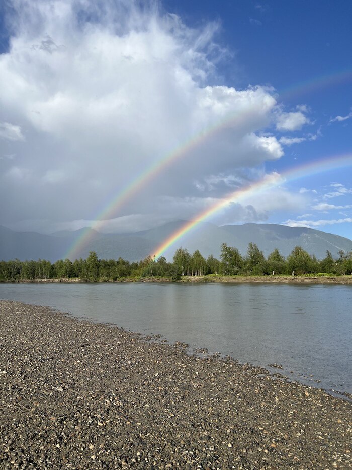 Просто две радуги Двойная радуга, Чулышман, Алтайские горы, Телецкое озеро, Фотография, Радуга