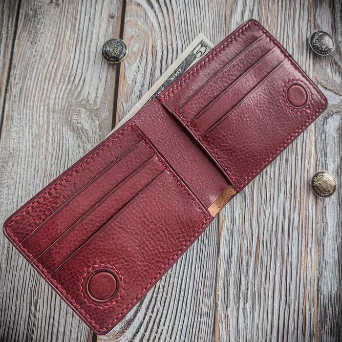 Magnetic wallet with coin pocket - My, Leather, Natural leather, With your own hands, Purse, Leather products, Beefold, Needlework without process, Longpost, Needlework