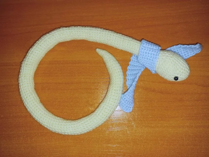 snake in a scarf - My, Crochet, Knitting, Needlework without process, Amigurumi, Knitted toys