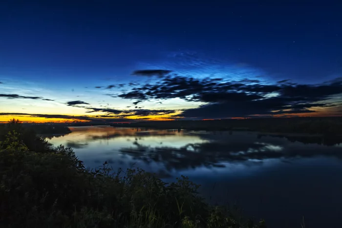 Bank of the Volga River, Gorodnya village - My, Sky, The photo, Night, Astrophoto, Nature, Sunset, River, Volga river