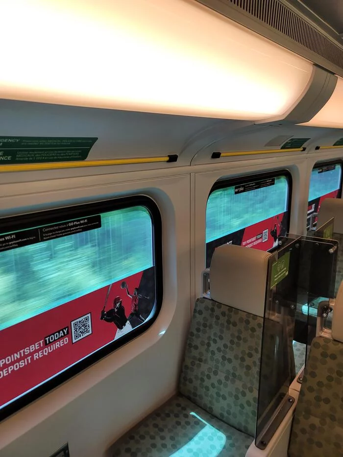 Brilliant solution for advertising in a passenger train... - The photo, A train, Advertising, Marketing, Abomination, View, Reddit