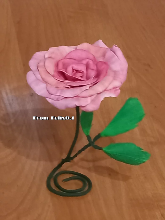 Rose from foamiran. - My, Needlework, the Rose, Foamiran, Crafts, Video, Soundless, Longpost, Needlework without process