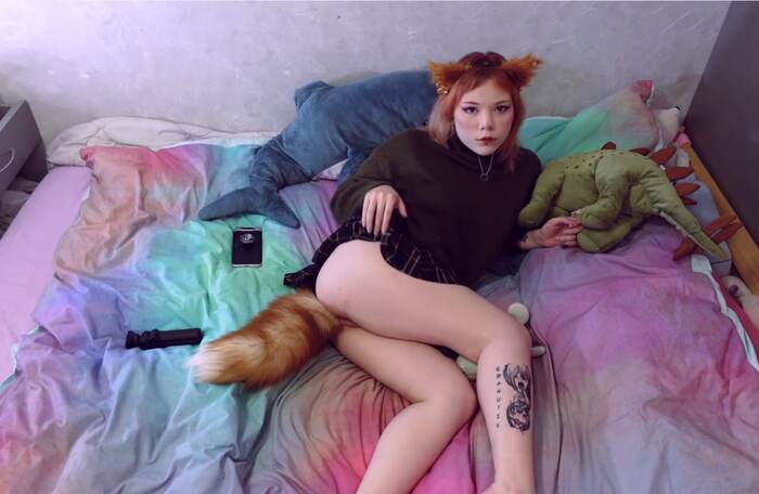 Fox under the tail? - NSFW, My, Homemade, Girl with tattoo, Piercing, Milota, Tail