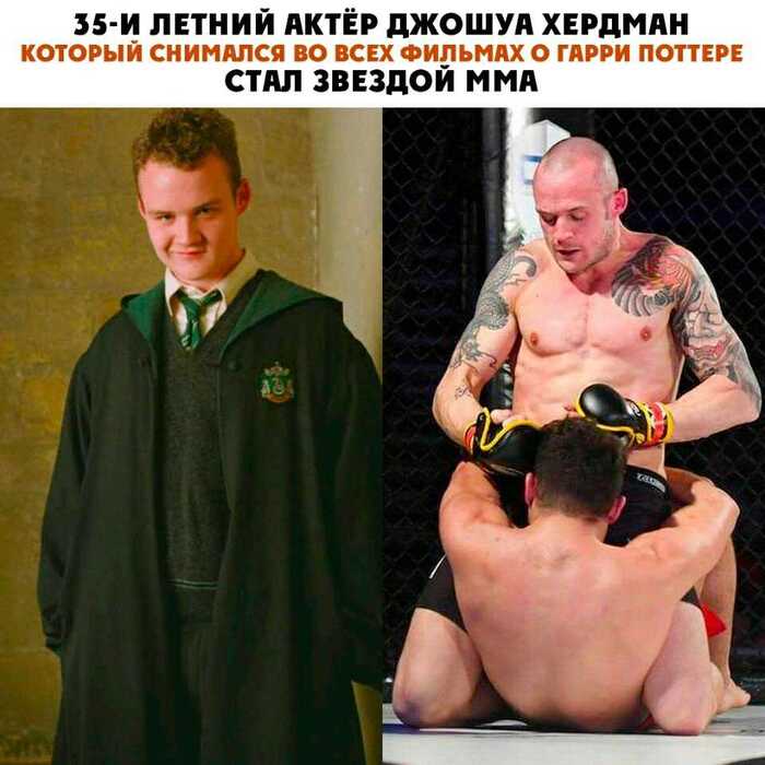 It happens))) - Movies, Hollywood, I advise you to look, Actors and actresses, What to see, Joshua Herdman, Harry Potter, MMA fighter, MMA, Humor, What a twist, Picture with text