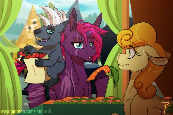 Trade - Art, My little pony, PonyArt, Tempest shadow, Inuhoshi-To-Darkpen, Carrot Top, Grubber