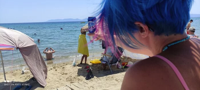 I am blue - My, I'm special with my mother, Longpost, Turkey, Colorful hair, Blue hair, The photo, Hair