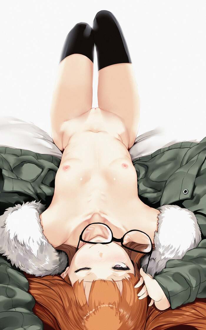 Sakura Futaba - NSFW, Аниме, Anime Art, Persona 5, Sakura Futaba, Сиськи, Чулки, Обнаженка, Megane, Игры, Рисованная эротика, Эротика, Hews, Арт