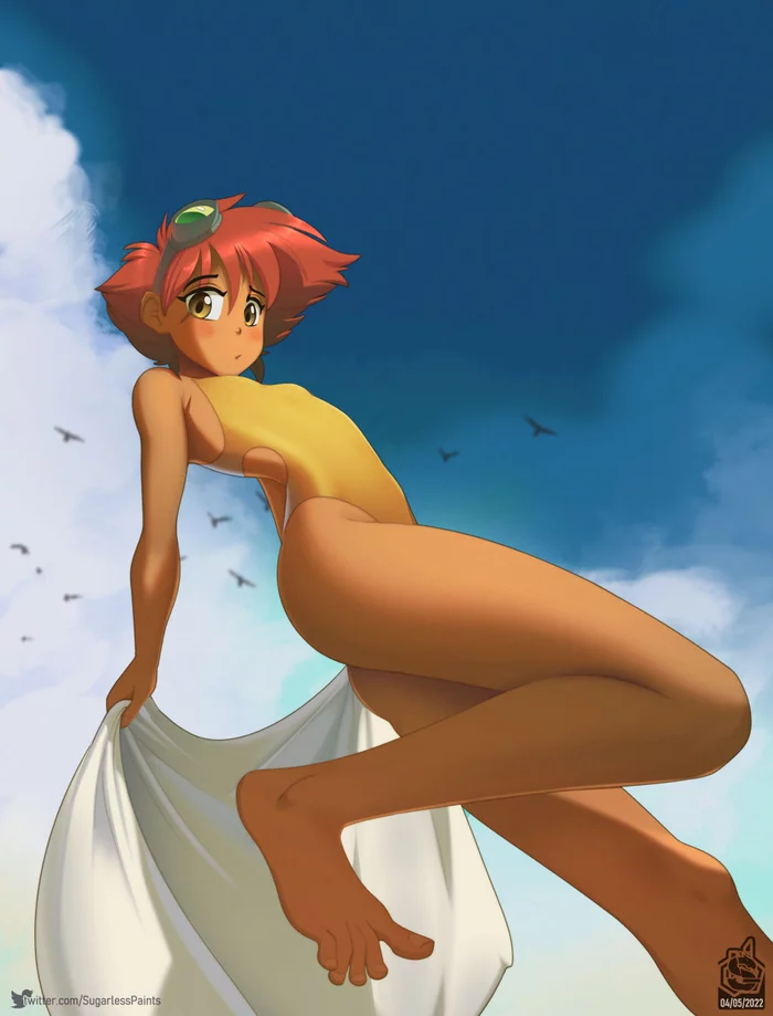 Ed on the beach - Anime, Anime art, Cowboy bebop, Radical Edward, Swimsuit, Sugarlesspaints