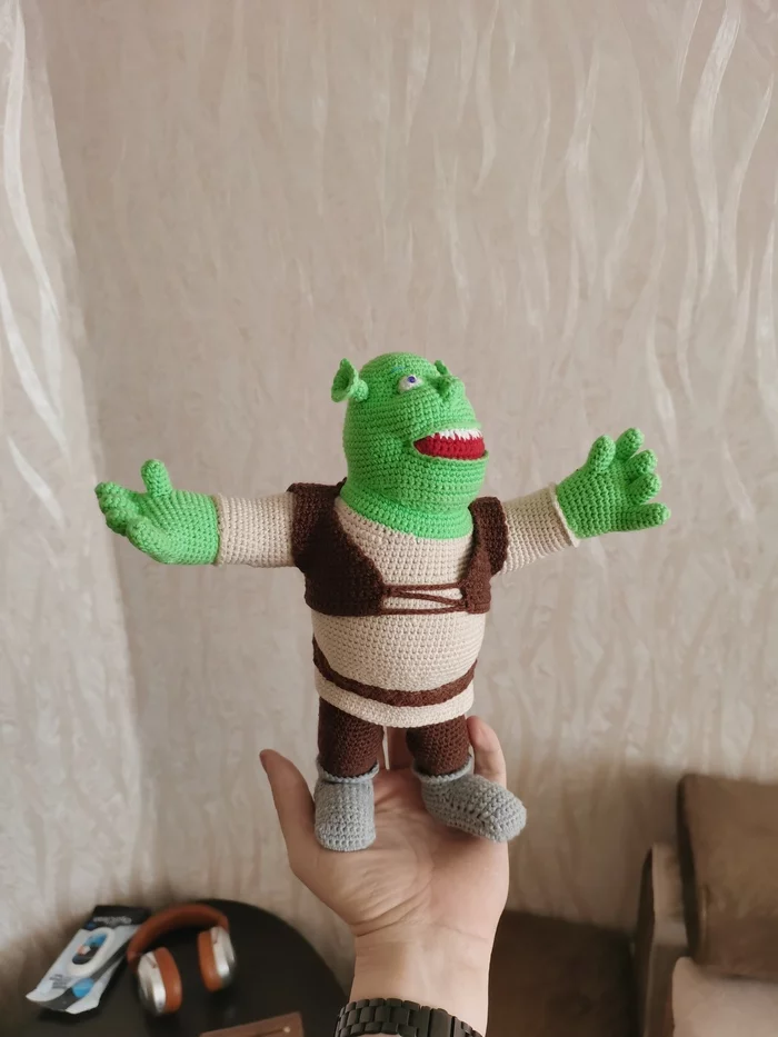 Birth of Shrek - My, Amigurumi, Needlework with process, Crochet, Knitting, Knitted toys, Hobby, Toys, Soft toy, Longpost, Shrek