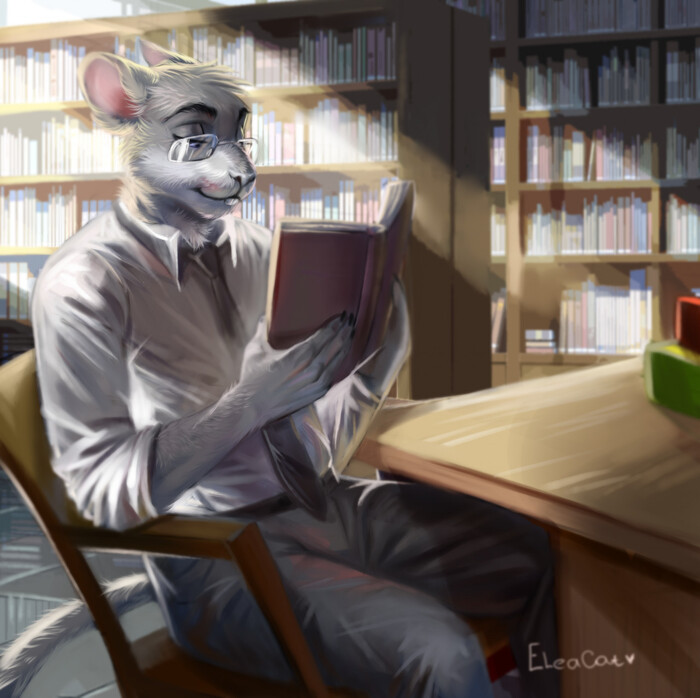 Reading , Furry Art, Furry mouse, , 