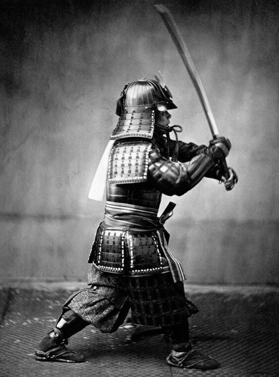 Samurai with katana. Around 1867 - Weapon, Samurai, Steel arms, Japan, Military