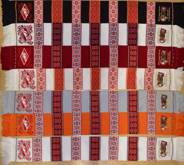 Scarves Spartak 100 years of the club and 50 years of active support of the club - My, Spartacus, Scarf, Anniversary, Fans, Ultras, Longpost