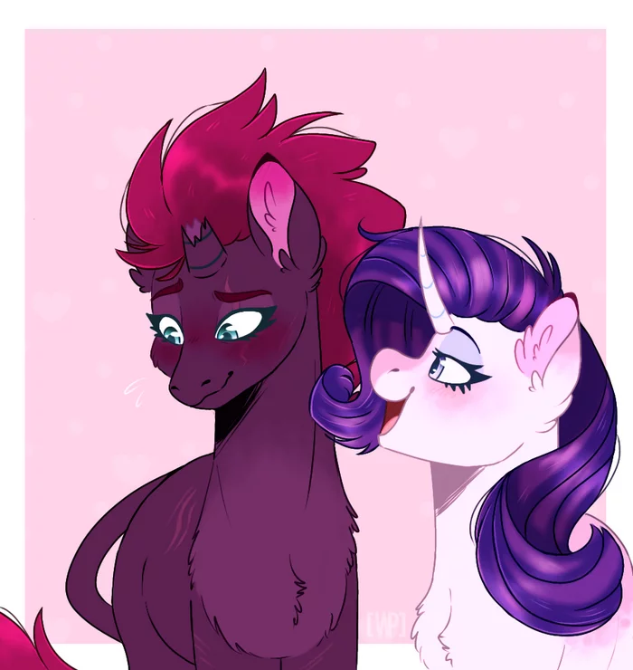 Засмущала, белая демоница - My Little Pony, Арт, Tempest Shadow, Rarity, Wanderingpegasus