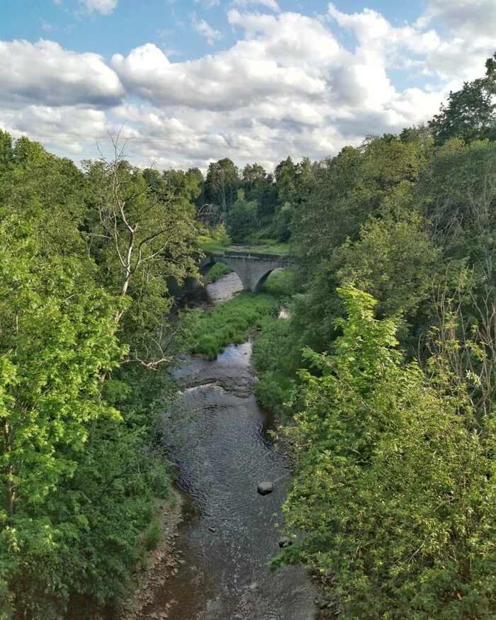 Lava River Canyon - My, Mobile photography, Canyon, River, Landscape, The photo, Bridge