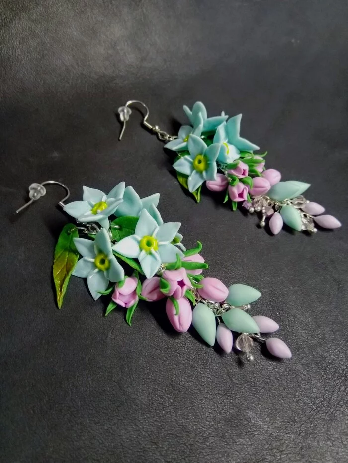 I create jewelry from baked polymer clay - My, Decoration, Accessories, Earrings, Longpost, Needlework without process, Polymer clay