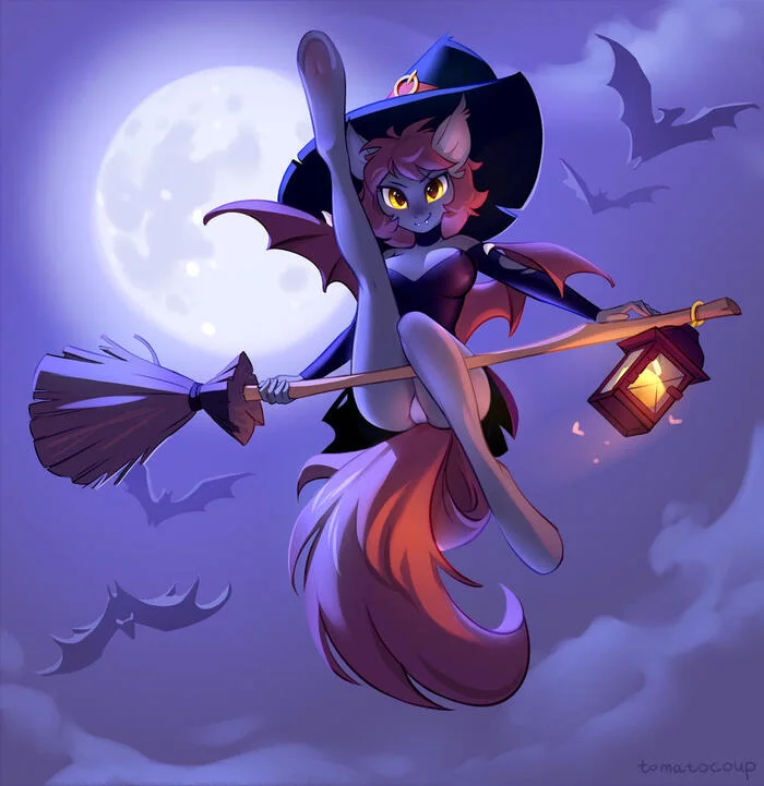 witch - NSFW, My little pony, PonyArt, Batpony, Original character, Tomatocoup, Anthro, MLP Edge