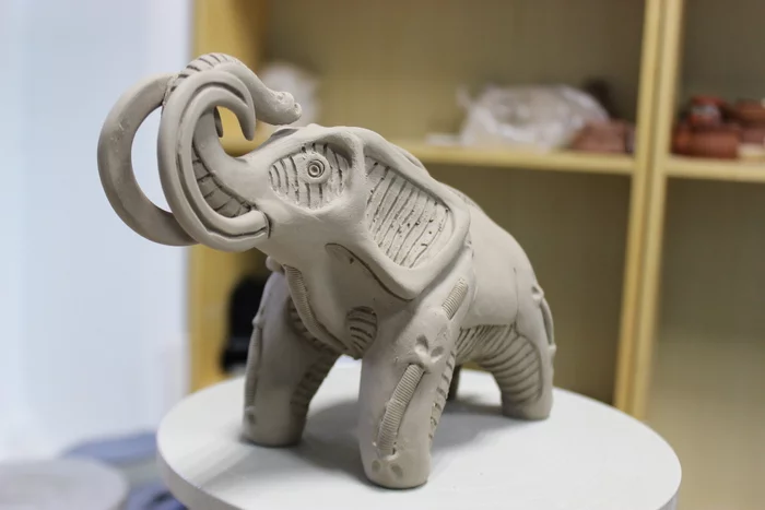 Elephant - BioPunk #1 - My, Needlework without process, Лепка, Ceramics, His own ceramist, Elephants, Statuette, Figurines, Collectible figurines, Longpost