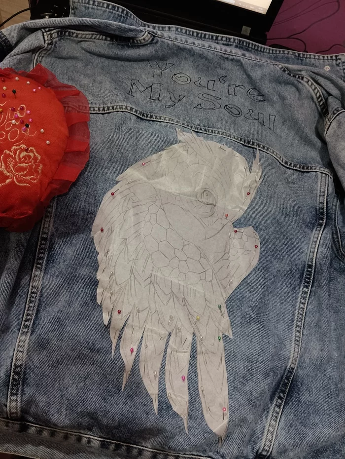 Painting on jeans with acrylic paints on fabric (one of the orders) - My, Painting on fabric, Individual design, Style, Creation, Owl, Drawing, Longpost