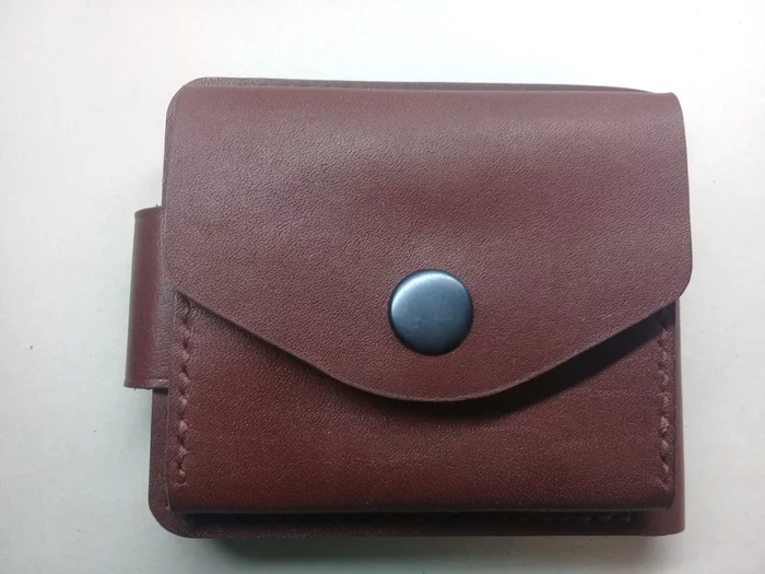 Purse with external coin box - My, Leather products, Leather, Hobby, Needlework without process, Handmade, Longpost