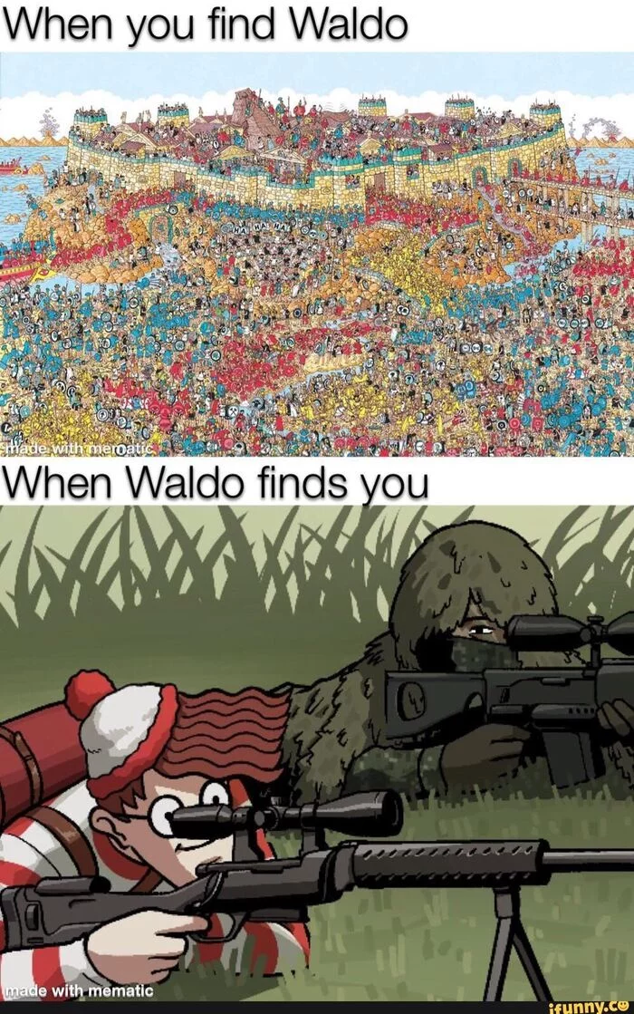 Role reversal - Waldo, Picture with text, Black humor