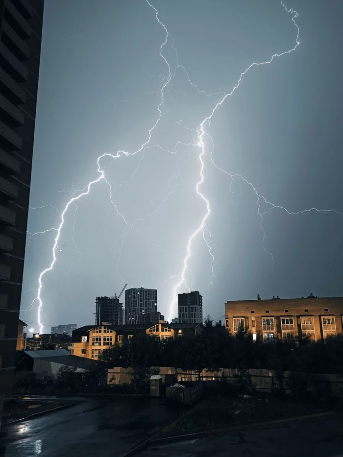 Caught on the phone - My, Storm Hunters League, Thunderstorm, Mobile photography, Permian, First post, Lightning