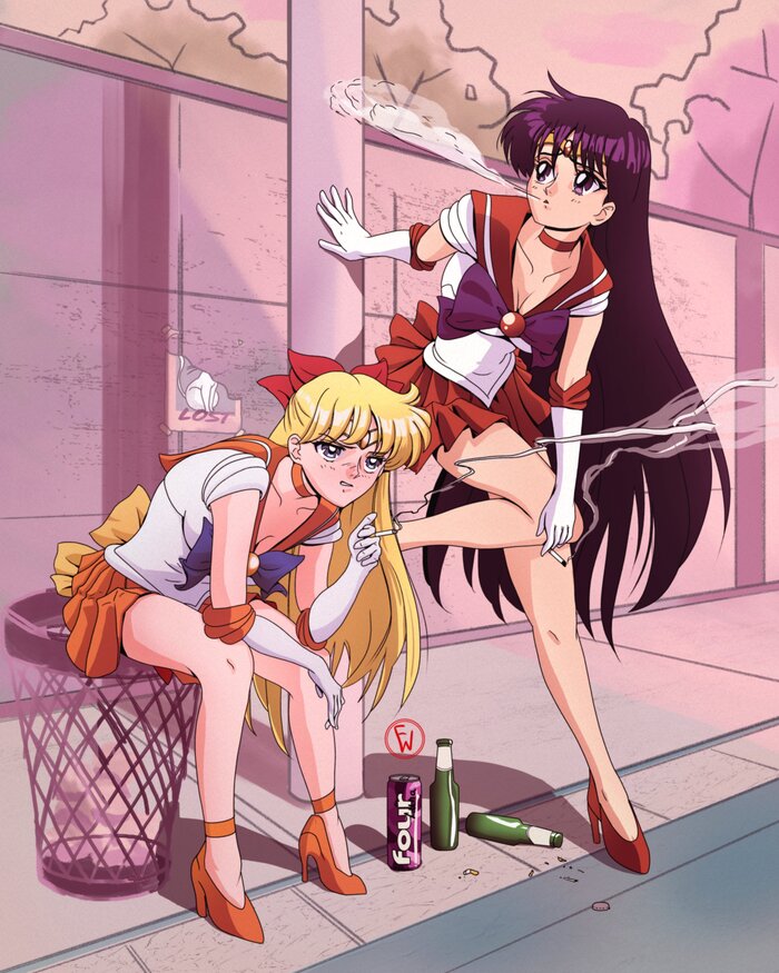     Sailor Moon, Sailor Mars, Sailor Venus, Anime Art, , -, Mahou Shoujo