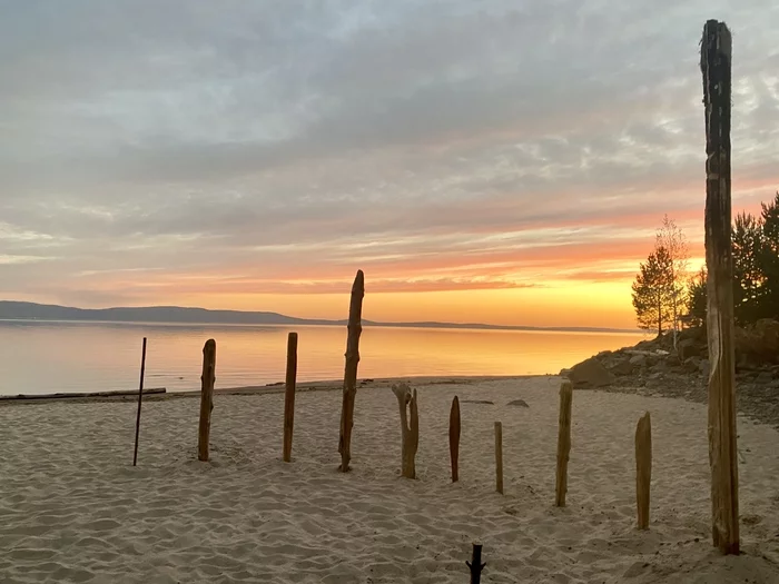 Gazebo at BURABABA BEACH - My, Sunset, Mobile photography, Nature, Siberia