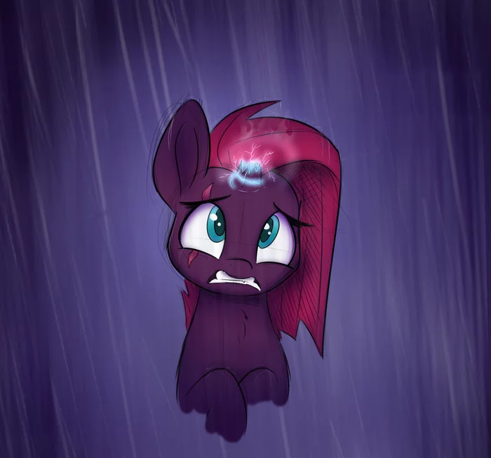 Бедная юная кобылка совсем одна под дождём - Арт, My Little Pony, PonyArt, Tempest Shadow