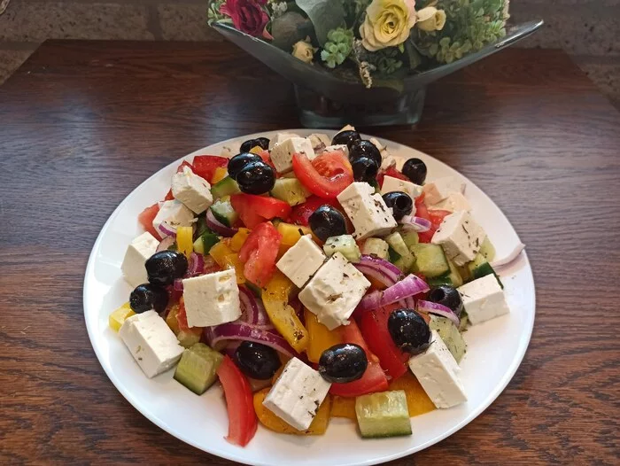 Greek salad - My, Salad, Recipe, Cooking, Video recipe, Greek salad, Video, Youtube