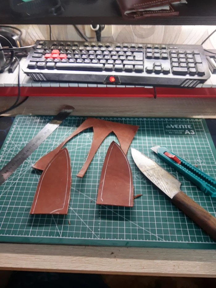 Tightened... - My, Knife, Needlework, Needlework with process, Leather, Natural leather, Hobby, Leather products, Sheath, Longpost