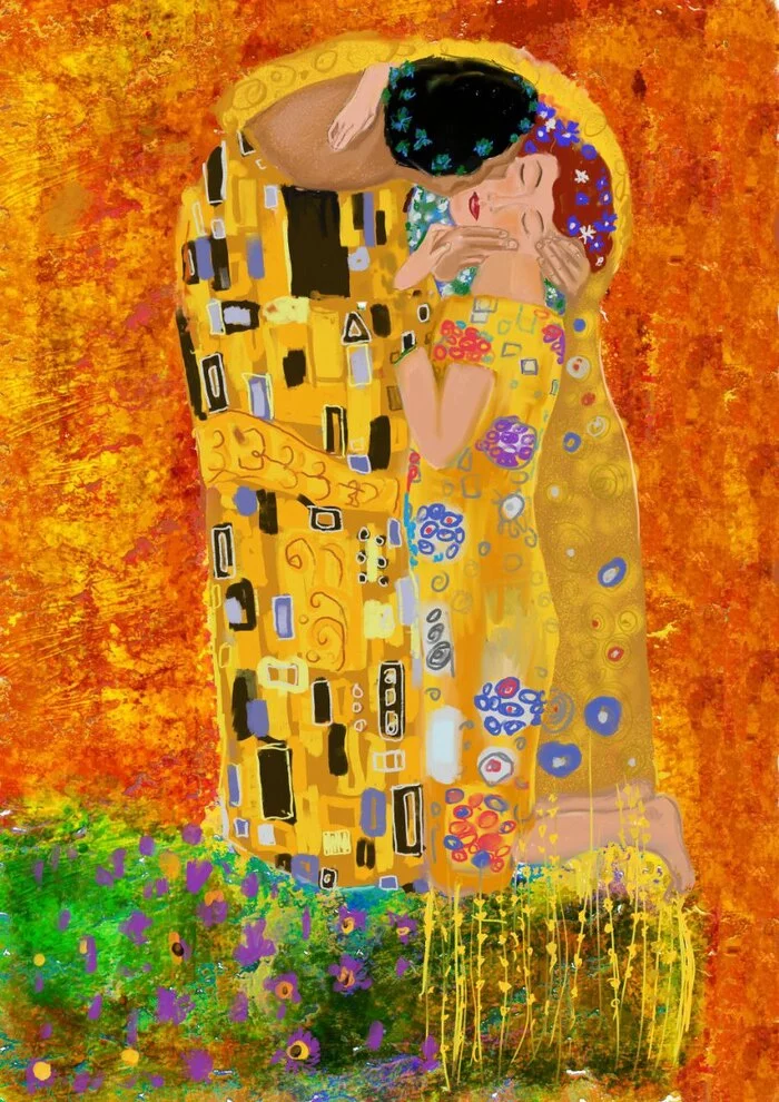 Kiss - My, Gustav Klimt, Digital drawing, Heat