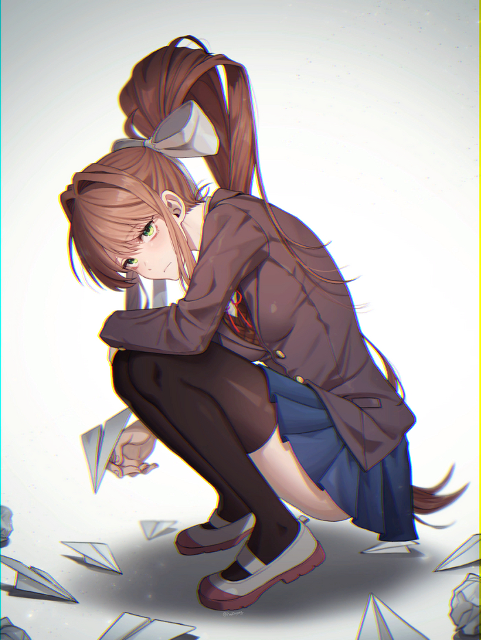  Doki Doki Literature Club, Monika, Anime Art, ,  