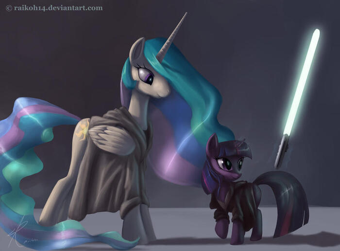    My Little Pony, Ponyart, Twilight Sparkle, Princess Celestia, MLP Crossover, Star Wars, Raikohillust