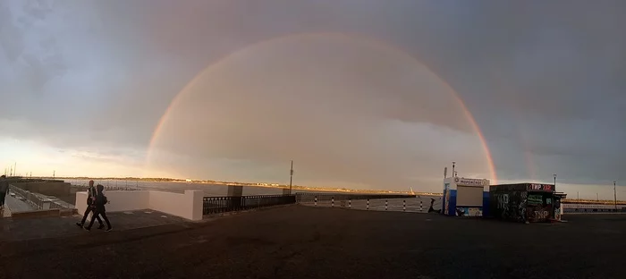 They didn't wait, but they caught it. our rainbow - My, Rainbow, Double Rainbow, Volgograd, Embankment, Goat, Volga river