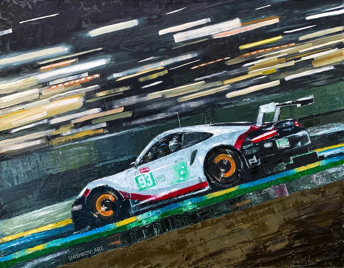 PORSCHE 911 RSR Size 70*90cm - My, Creation, Palette knife, Butter, Porsche, Le mans, Painting, Auto, Longpost