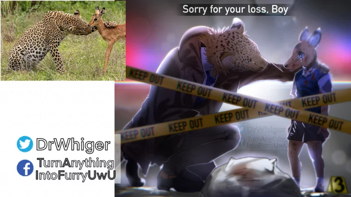 Condolences for your loss, man. - Furry, Art, Furry art, Animals, Wild animals, Leopard, Antelope, Redrawing, Repeat, Drwhiger